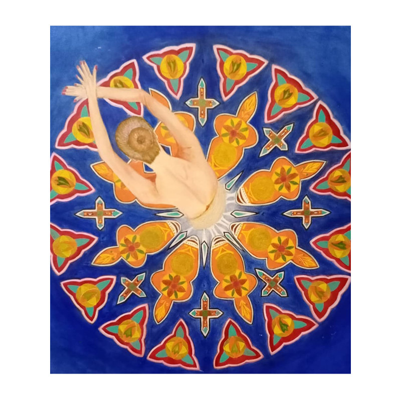 Danse traditionnelle par une dame | Acrylique sur toile | Par Inderjeet