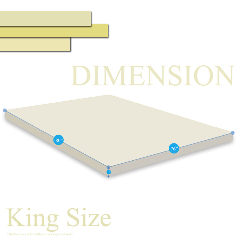 Twin 1'' Memory Foam Mattress Topper, King