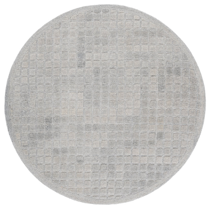 Ebony 375 Area Rug In Grey, Round 6'