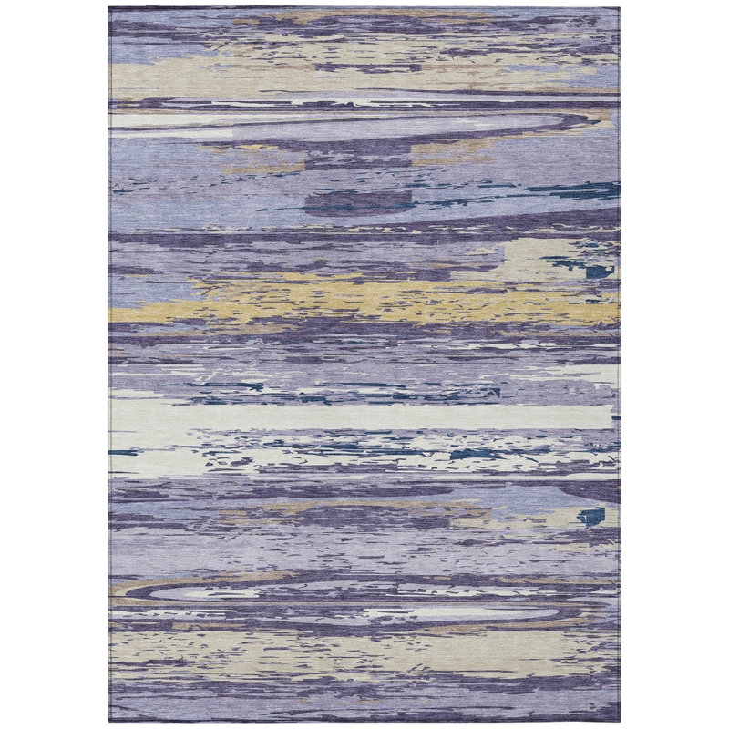 Machine Washable Indoor/Outdoor Jeffery ACN2287 Stripes Rug, Rectangle 8' x 10'