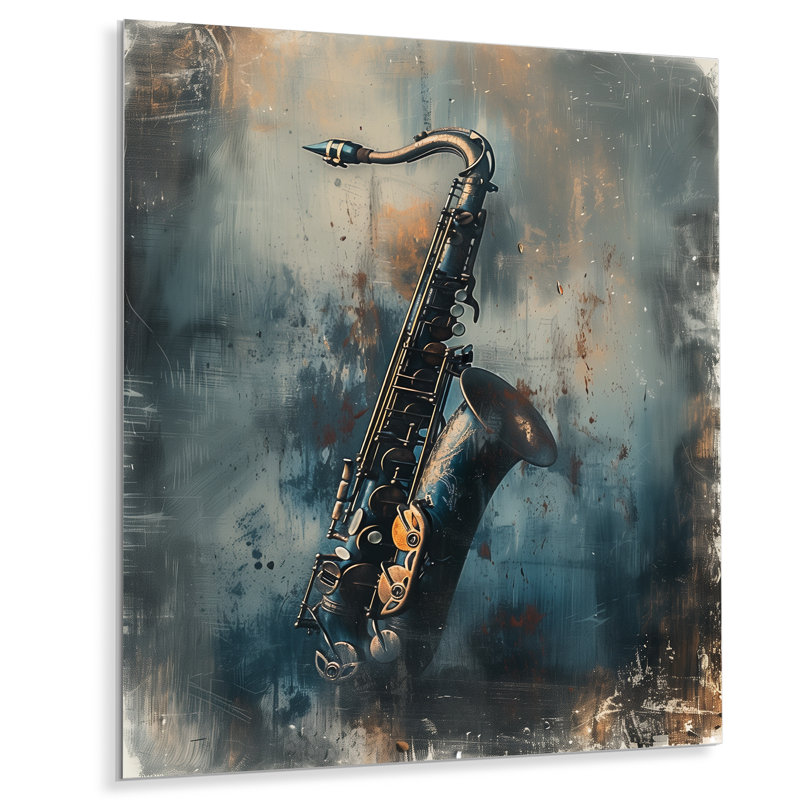 Gris saxophone Sizzle Portrait - musique Jazz Wall Art salon, Métal métal, 44" H x 34" W