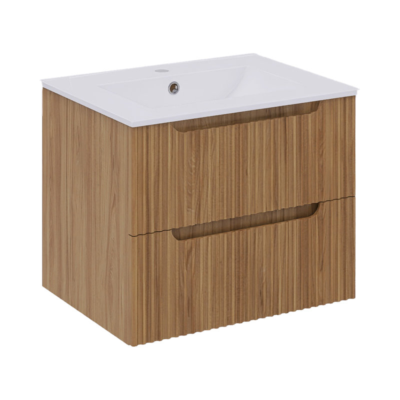 Modern Wall-Mounted  Striped Bathroom Vanity With Ceramic Sink, 24"