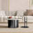 Ensemble de table basse 2 pièces, table basse ronde moderne avec base en acier inoxydable-191356497