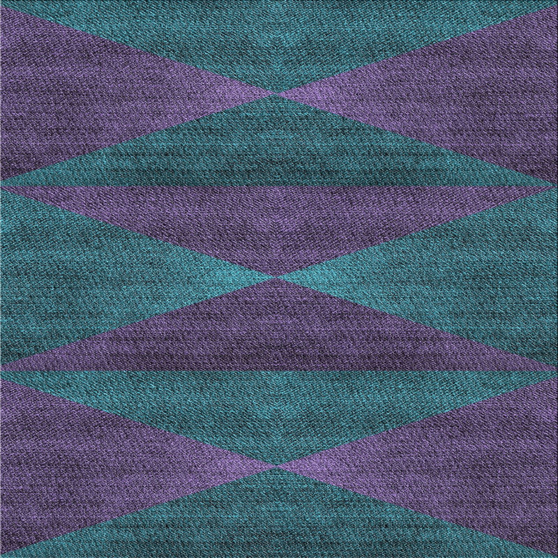 Tapis mauve/bleu à motifs, Carré 3 pi