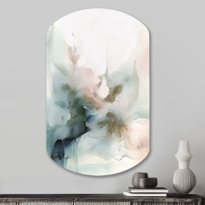 Green And Cream Essence Of Modernity II - Marble Asymmetrical Metal Print, Modern Cylinder Metal Wall Art