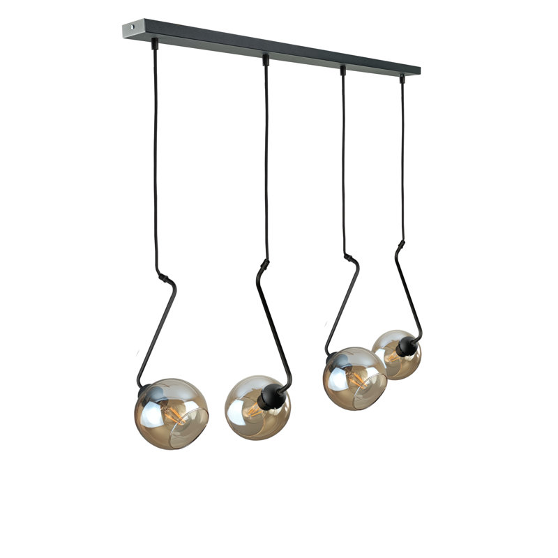 Betim - Light Matte Black Unique/Statement Pendant, Gold/Orange, 4