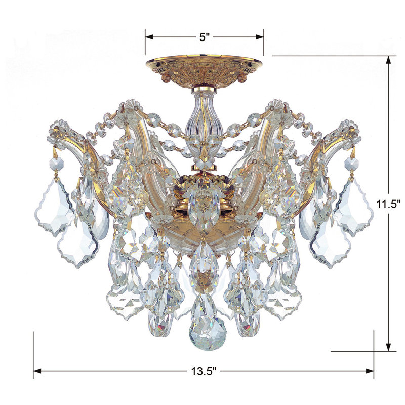 Weekes Semi Flush Mount, Hand Polished, Polished Gold