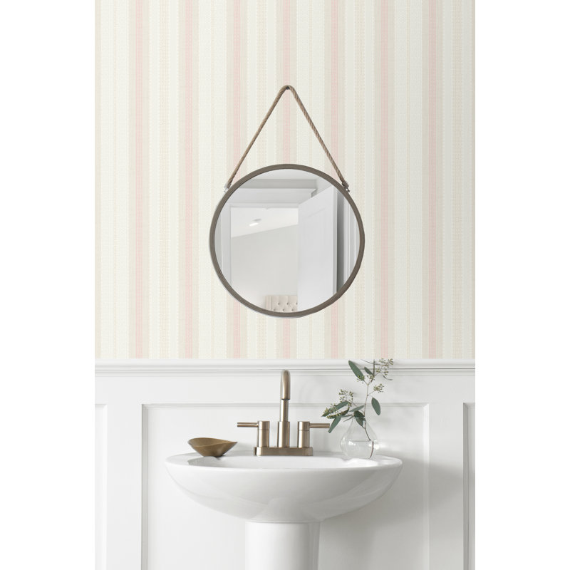 Papier peint à rayures brunes Seabrook Designs, Rosé / Lin