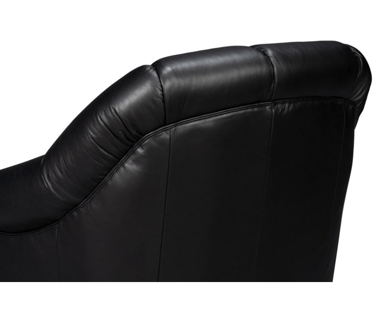 Scoth Swivel Armchair, Black Genuine Leather