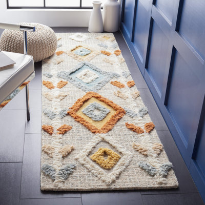 Macy Handmade Tufted Wool Gray/Light Blue Rug