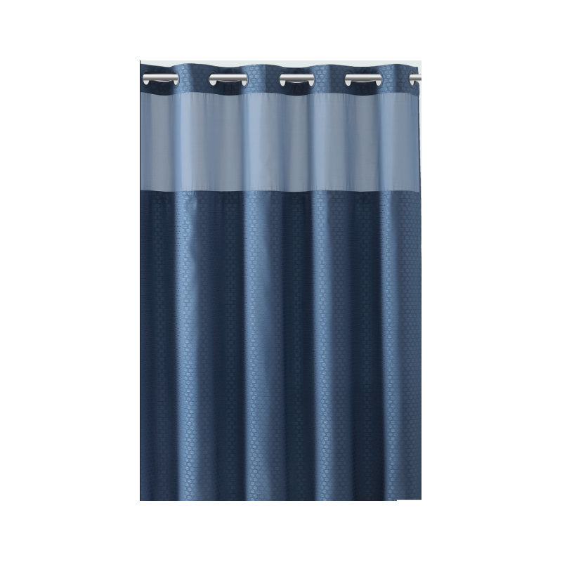 Basketweave Polyester Shower Curtain, Blue