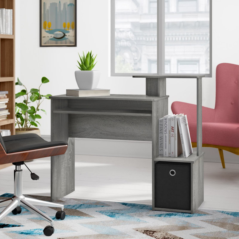 Bettyann Multipurpose Home Office Computer Writing Desk w/ Storage Bin, French Oak