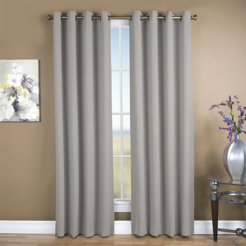 Ardelle Blackout Curtain Single Panel, 56" W x 72" L, Putty with Antiqued Bronze Grommets