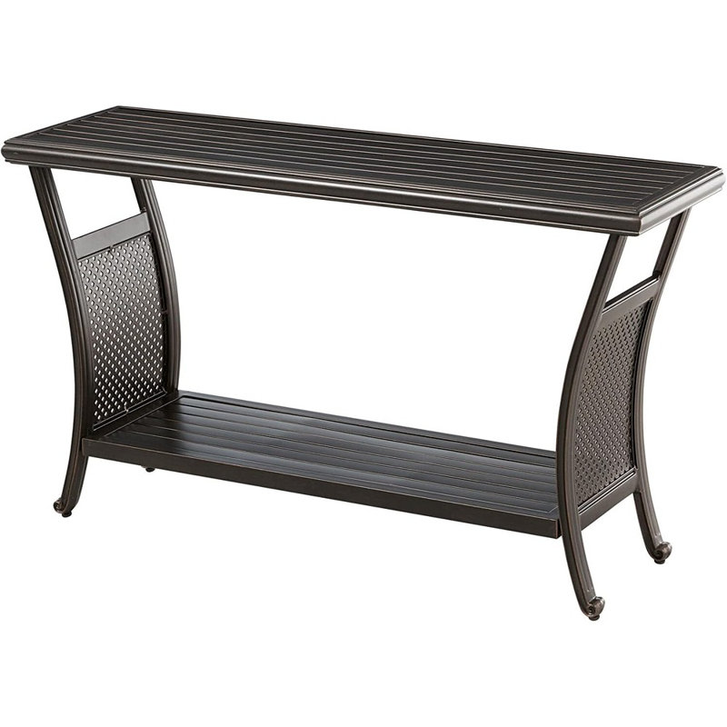 Outdoor Table, 50" Slat Top Console Table Wit...