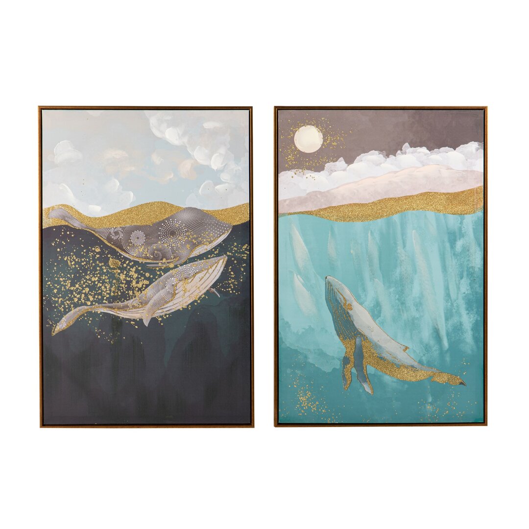 2-tlg. Leinwandbilder-Set Whales