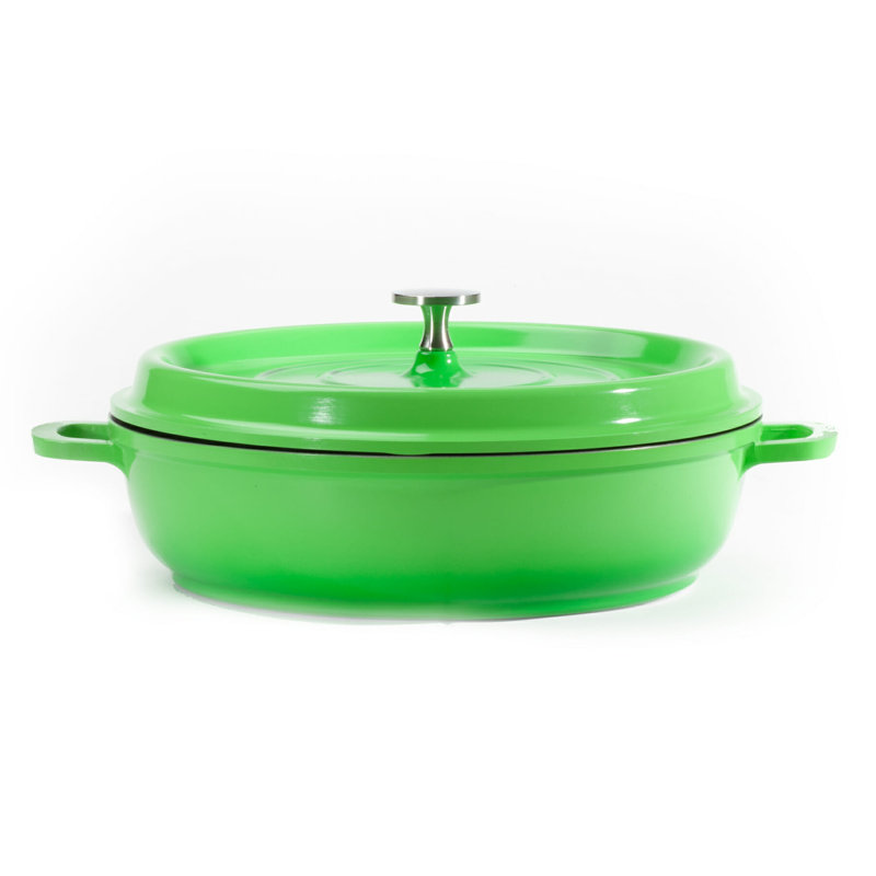 GET Braisière ronde antiadhésive en aluminium coulé avec couvercle, 3 pintes, Bleu