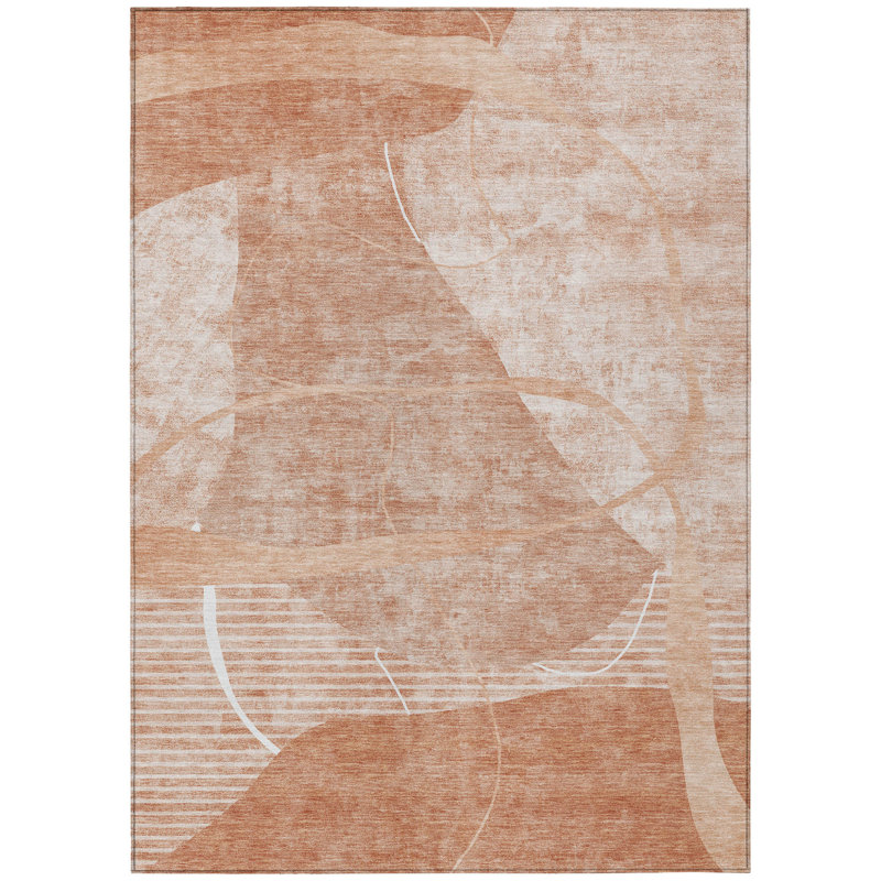 Tapis intérieur lavable abstrait en cuivre 9 pi x 12 pi