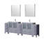 Meuble-lavabo double gris foncé de 96 po En largeur, armoires latérales, comptoir en céramique blanche, 28 miroirs et robinet, teint - avec résistance aux rayures pour un comptoir durable-1890679303