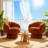 Upholstered Swivel Accent Chair Barrel Chair With Pillow (Set of 2)-1200575256