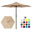 Parasol de patio en acier de 11 pi avec système de levage à manivelle et 6 parasols de table résistants et imperméables parfaits pour la piscine, la terrasse, la plage et le restaurant extérieur, beige-597736210