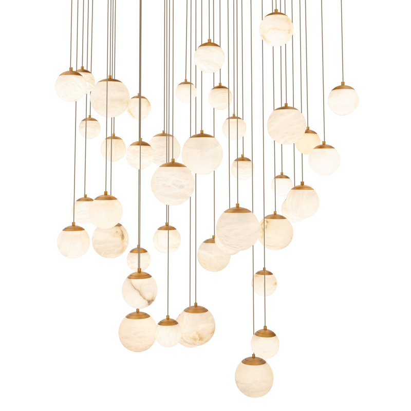 Pisces - Light LED Cluster Pendant, Aged Brass, 3, 5.38" H x 11.88" W x 11.88" D