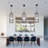 Modern Single Dimmable Matte Black Chandelier, Over Kitchen Island Hanging Water Ripple Glass Square Pendant Lighting  Fixtures For Kitchen Dining Room Hallway Foyer