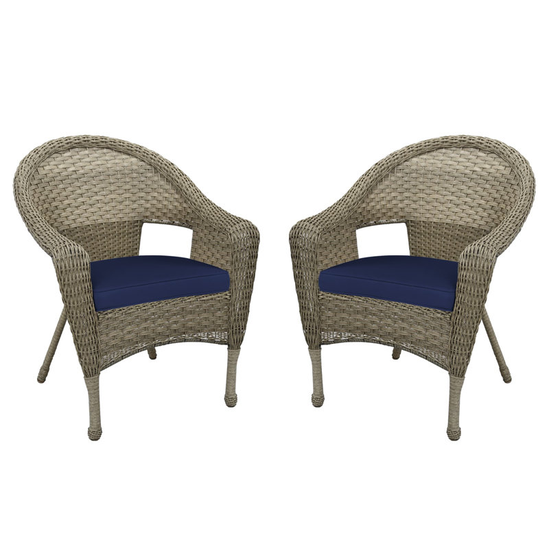 Chaise de patio à dîner avec coussins simple Watts, Gris, Bleu minuit