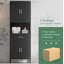 Élégante armoire de salle de bain haute autoportante avec tiroir, 2 armoires, 4 portes à fermeture douce et 2 tablettes réglables-339643743