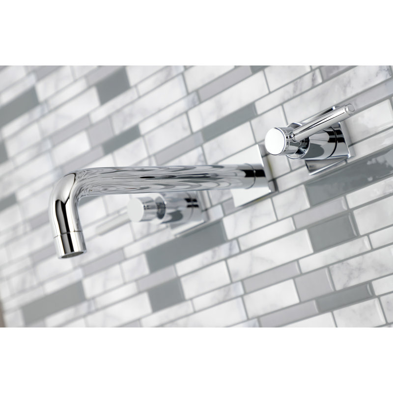 Robinet de baignoire romaine à poignée double Manhattan, Chrome poli, Levier