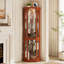Vitrine d'angle en verre avec étagères réglables et fond miroir pour des solutions de rangement élégantes à la maison-1125764394