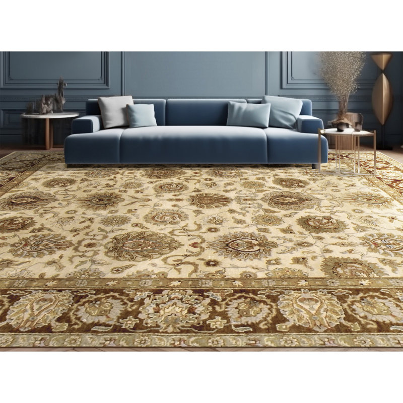 Hand Knotted Wool Oriental Area Rug in Brown/Cream, Rectangle 11' x 18'