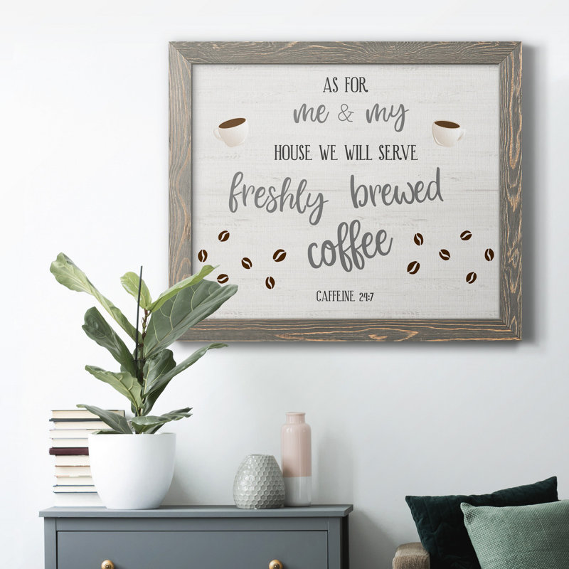 Freshly Brewed Coffee - cadre photo, art textuel sur toile, H 24 po x l 18 po x P 1,5 po, Gris