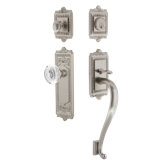 Nostalgic Warehouse Egg & Dart Plate S Grip Handleset with Single Cylinder Deadbolt and Crystal Egg & Dart Knob