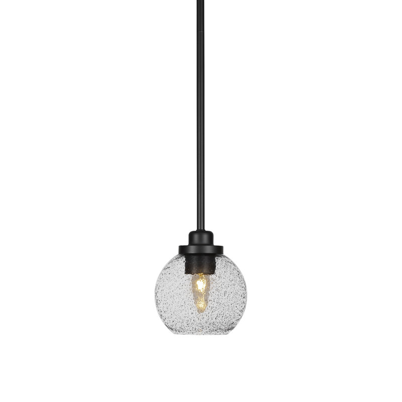 Mini-luminaire suspendu 1 lumière Odyssey, Noir mat, Transparent