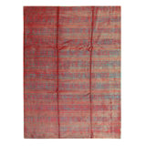 Wool Striped Area Rug in Blue/Red/Rust