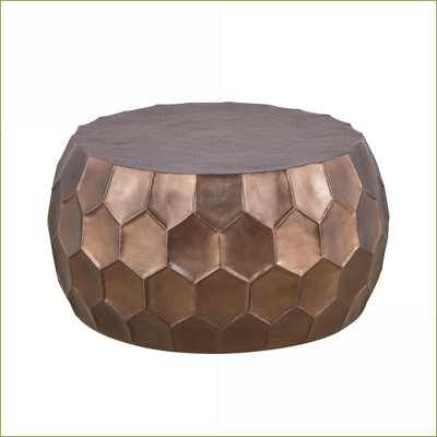 Table basse ronde moderne en aluminium avec base en cuivre, 32 po de diamètre, facile à nettoyer et amp; Prêt à l'emploi