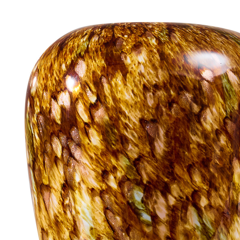 Vase de table moderne en verre soufflé à la main avec texture en verre émaillé et vase décoratif à large ouverture