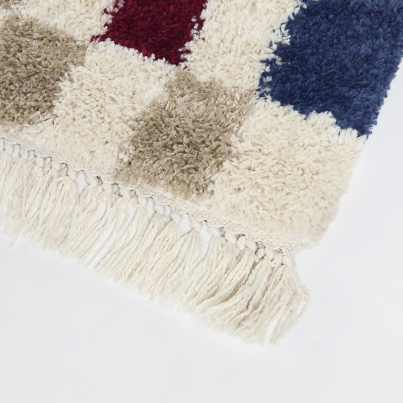 Dorolice Beige Checkered Colorblock Area Rug, Rectangle 7'10" x 10'