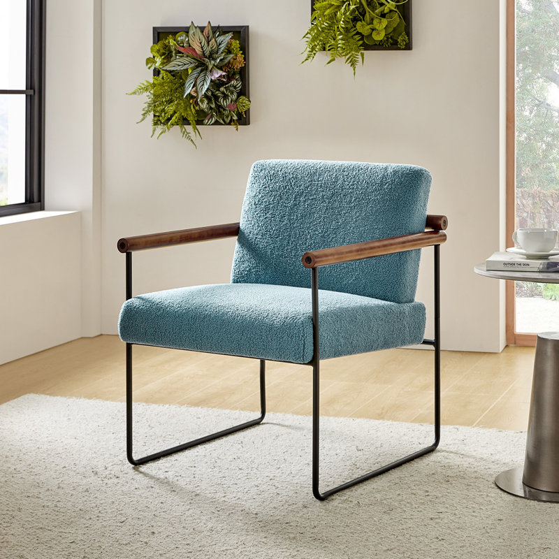 Avelina Modern Vegan Leather Ergonomic Armchair with Metal Base, Moss Faux Leather
