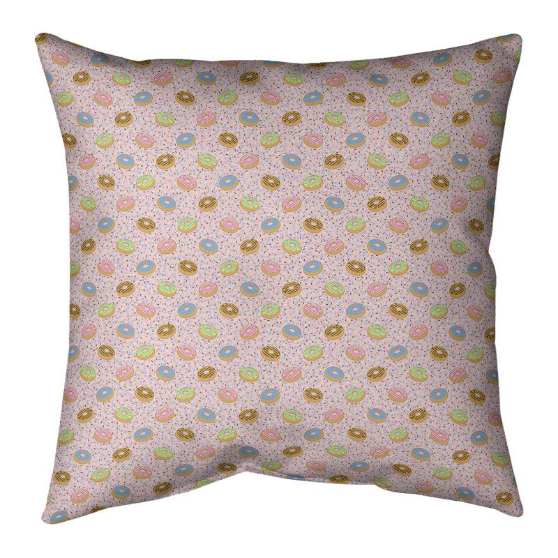 Donuts Throw Pillow, 14" H x 14" W, Poly Fill, Pink