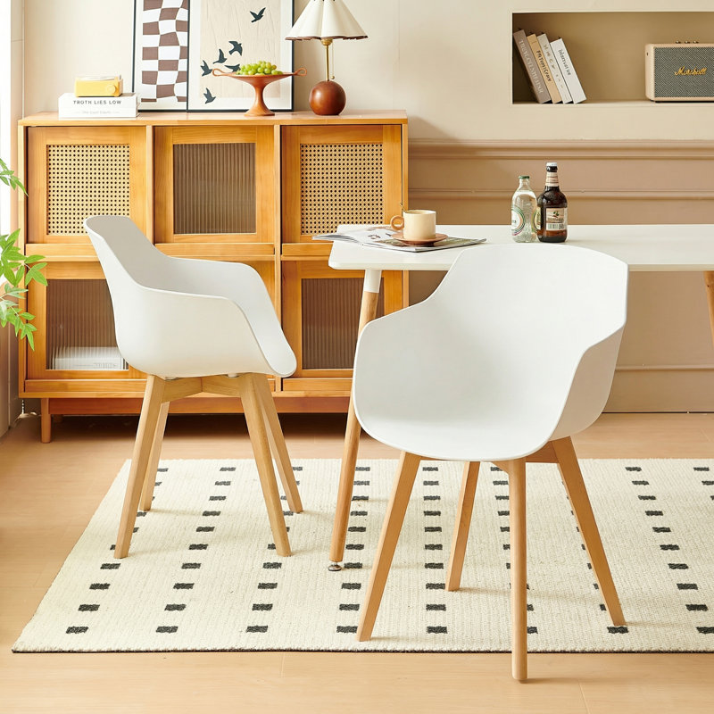Neve Solid Wood Dining Chair, White, 2