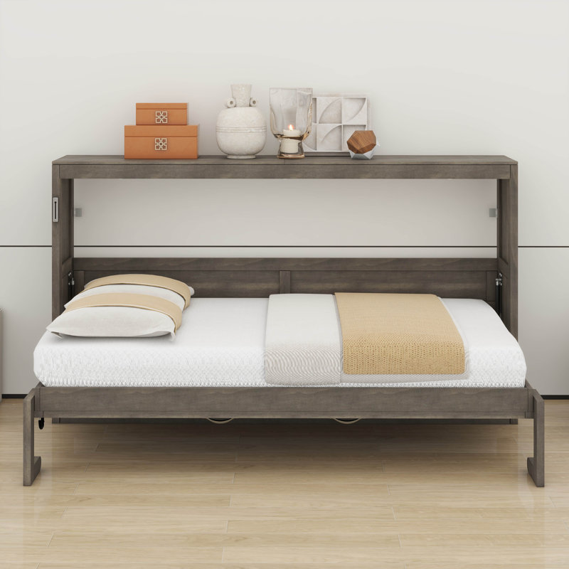 Lit escamotable simple avec lumière DEL, peut être plié dans une armoire, lit escamotable à armoire murale cachée pour chambre à coucher, salon, chambre d'amis
