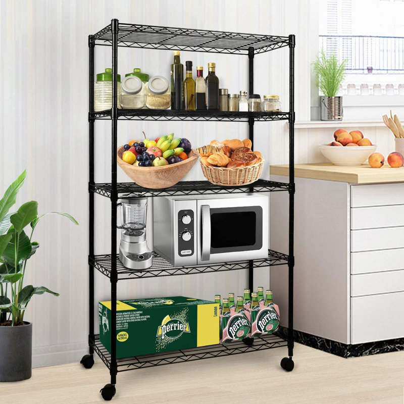 Goram Shelving Unit, Matte Black, 61" H x 30.7" W x 13.8" D