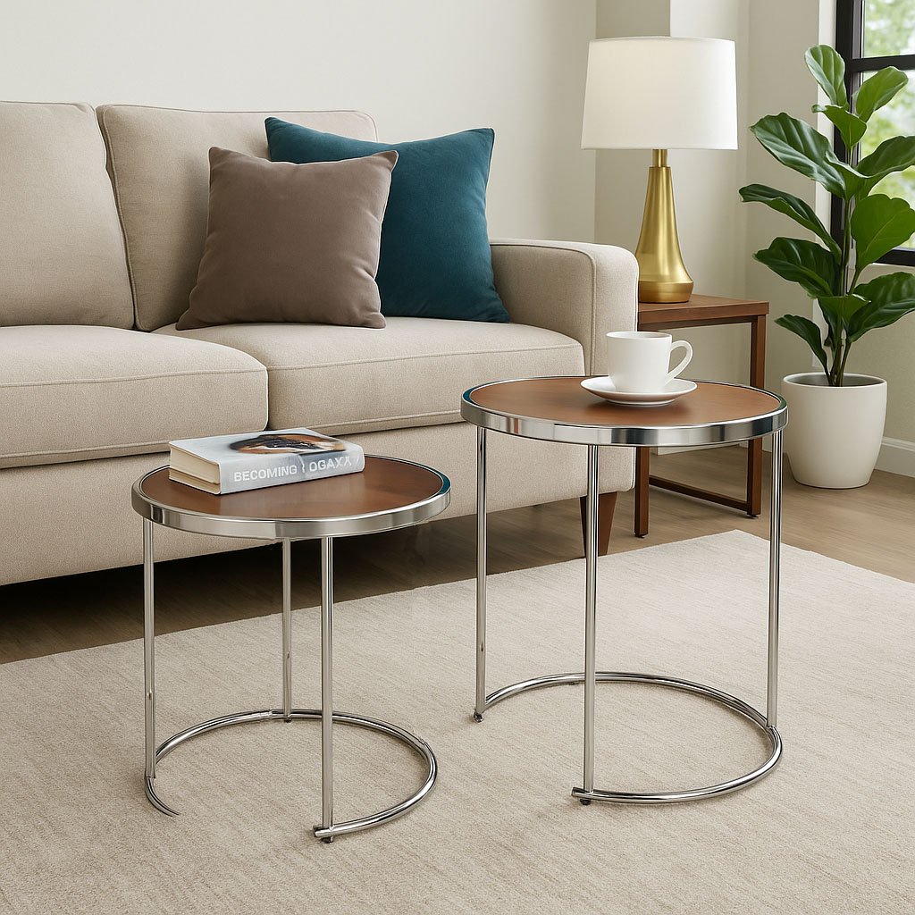 Middlewich Glass Top Frame Nesting Tables