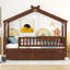 Lit simple en bois avec lit gigogne simple, noyer