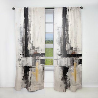 Abstract Beige Black Road collage - Collages Curtain - Velvet Room Darkening - 1 panel
