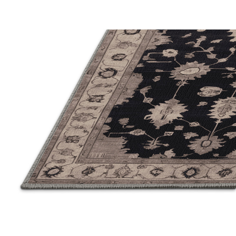 Machine Washable Overdyed Gray Area Rug, Round 3'