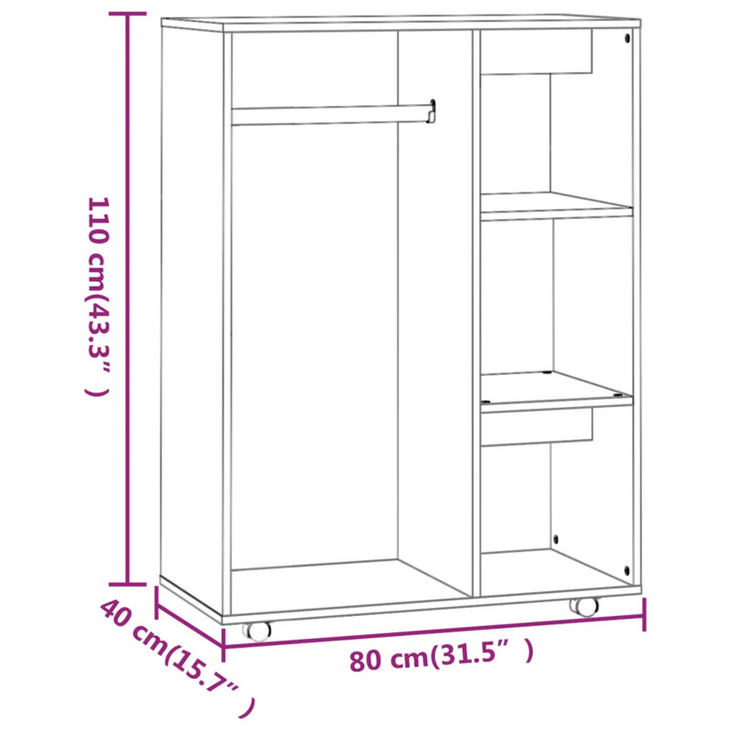 Ayanda Manufactured Wood Wardrobe, Grey Sonoma