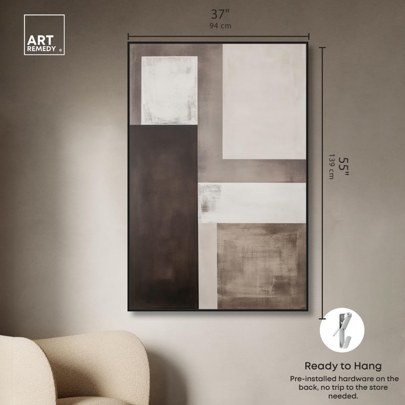 «Quiet Geometric I» par Art Remedy, H 16 po x l 11 po, Cadre noir