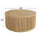 36" Round Solid Wood Drum Table Pedestal Accent Table With Ribbed Detailing
